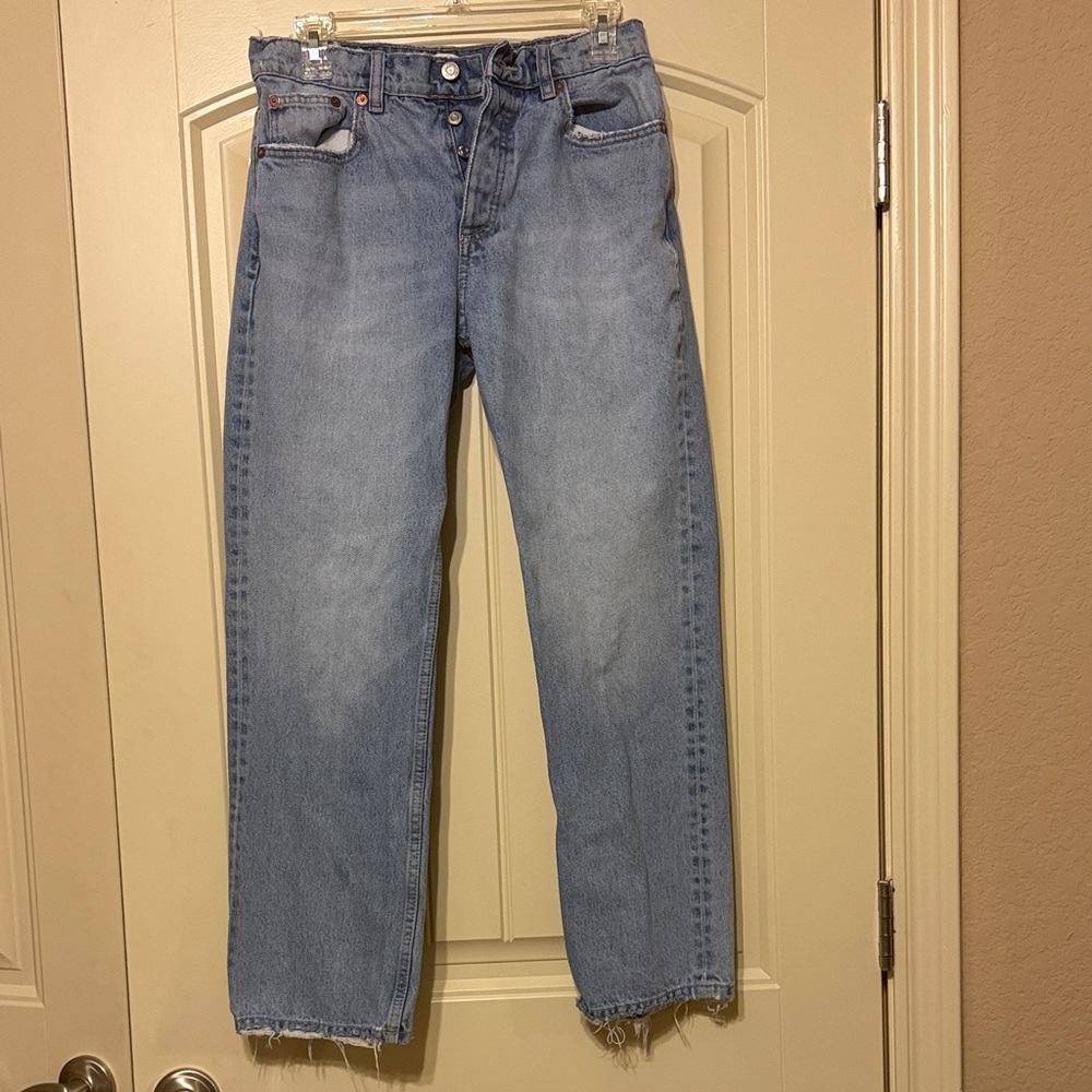 Zara Light Blue Straight Leg Jeans